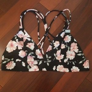 PINK Flower Bralette Large